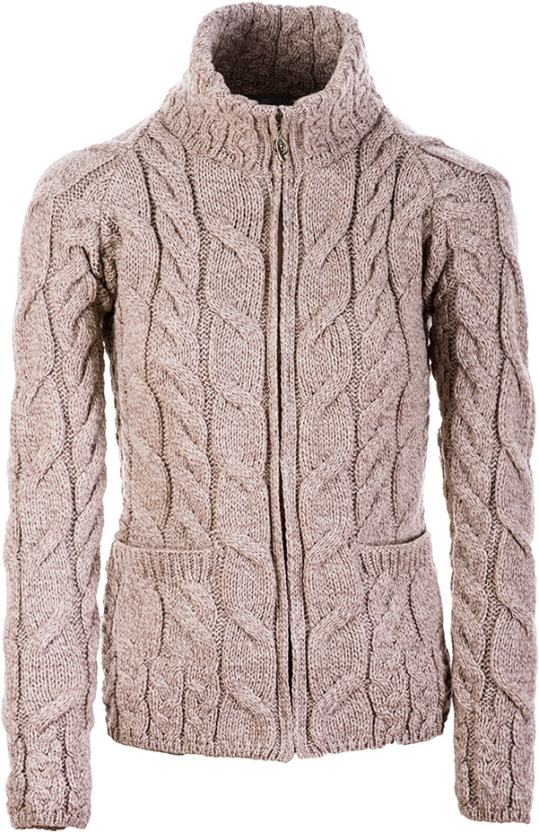 Aran Woollen Mills - B841 | wollen damesvest Oatmeal