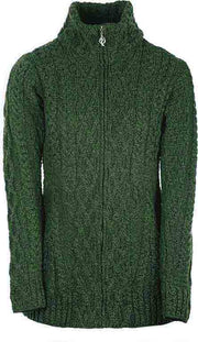 Aran Woollen Mills - B926 | getailleerd wollen vest met rits Green