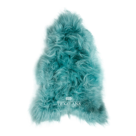 Texelana - gefärbtes isländisches Schaffell | Aqua langes Haar