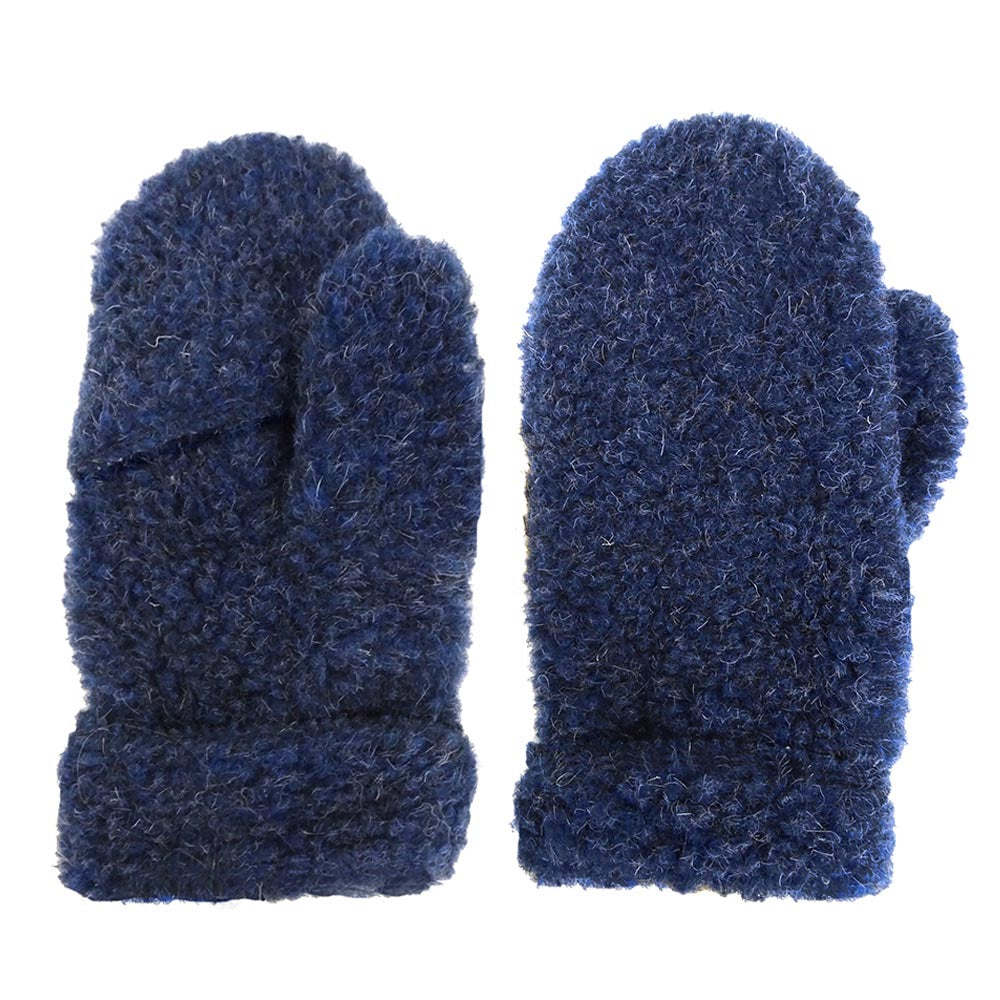 Yoko Wool - Freeze mittens hooded | wanten van schapenwol Dark blue