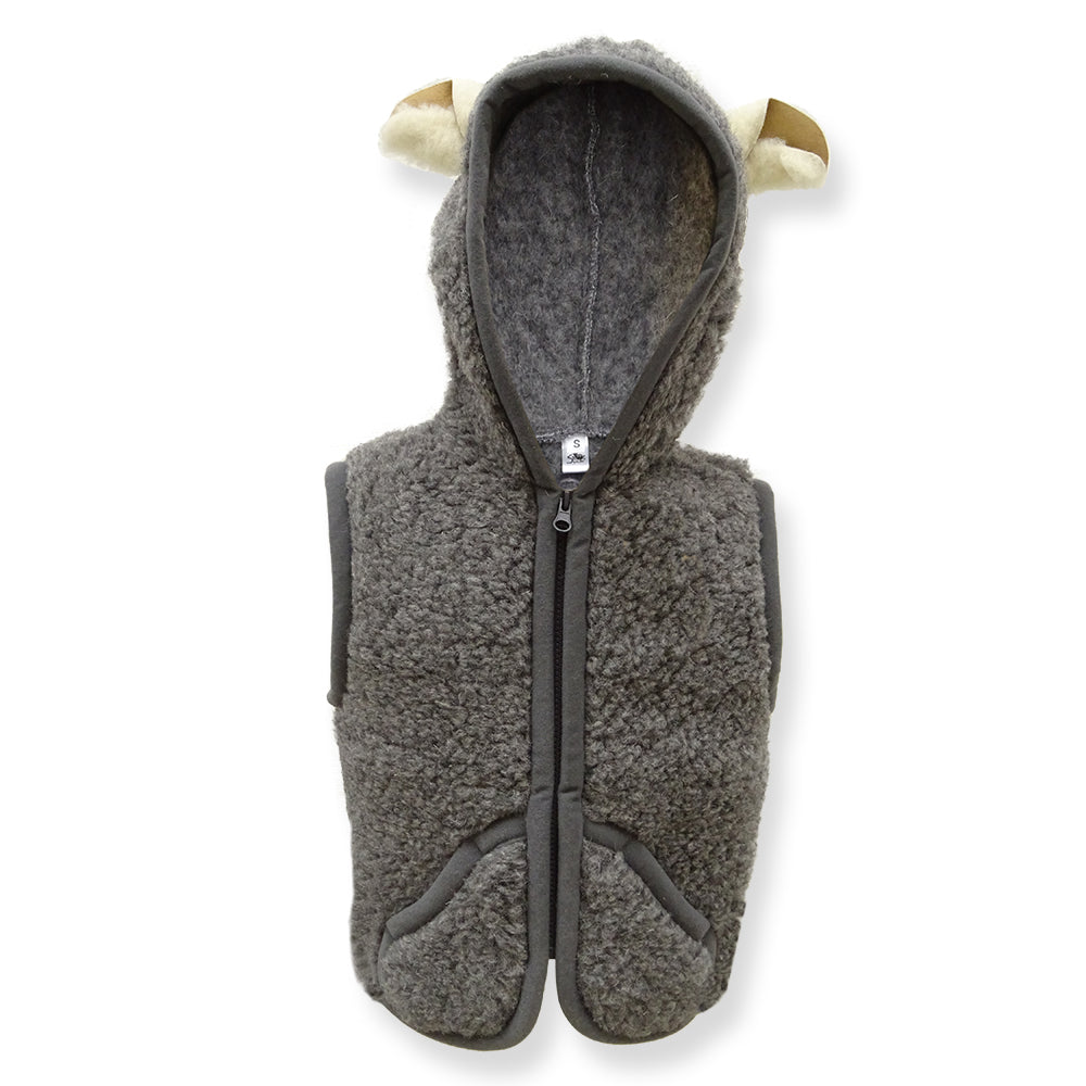 Yoko Wool - Vest Robby ears | kinderbodywarmer van wol Graphit