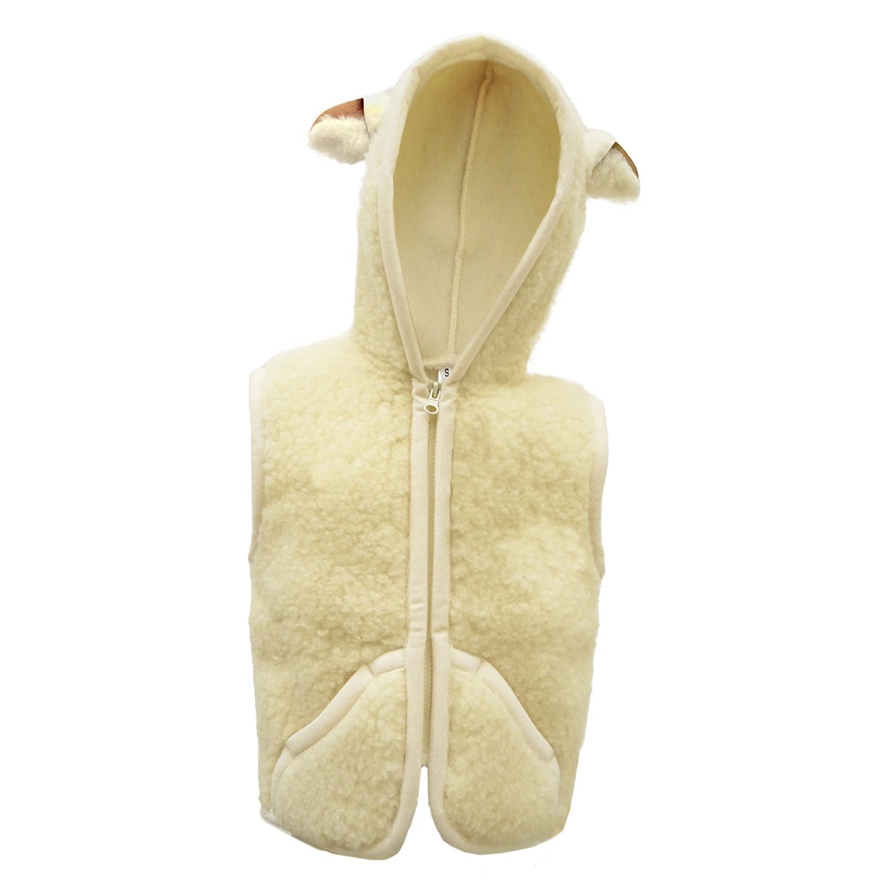 Yoko Wool - Vest Robby ears | kinderbodywarmer van wol Natural