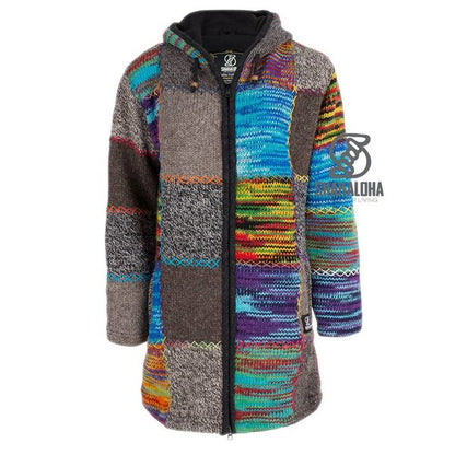 Shakaloha - Longpatch Mixmulti | women's long wool cardigan