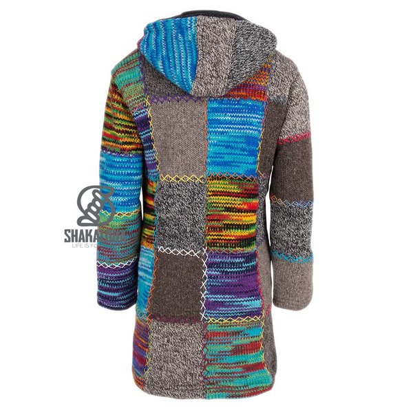 Shakaloha - Longpatch Mixmulti | women's long wool cardigan